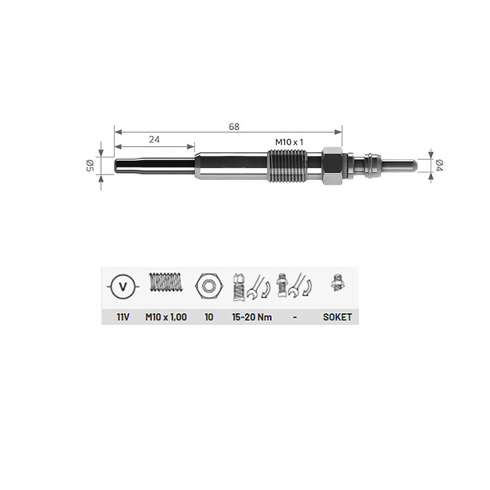 4 Pcs Heater Glow Plugs For Audi 100 (C3, C4), 80 (B4) A3 A4 A6 Cabriolet - N10140101, N10140102, N10140103